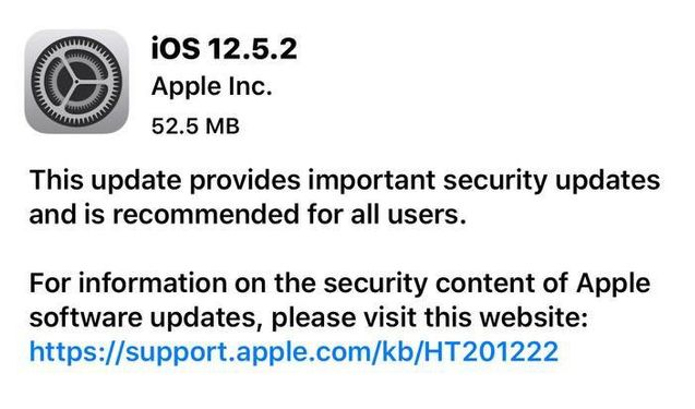 滨城苹果手机维修分享iOS12.5.2发布，建议所有老苹果用户安装 